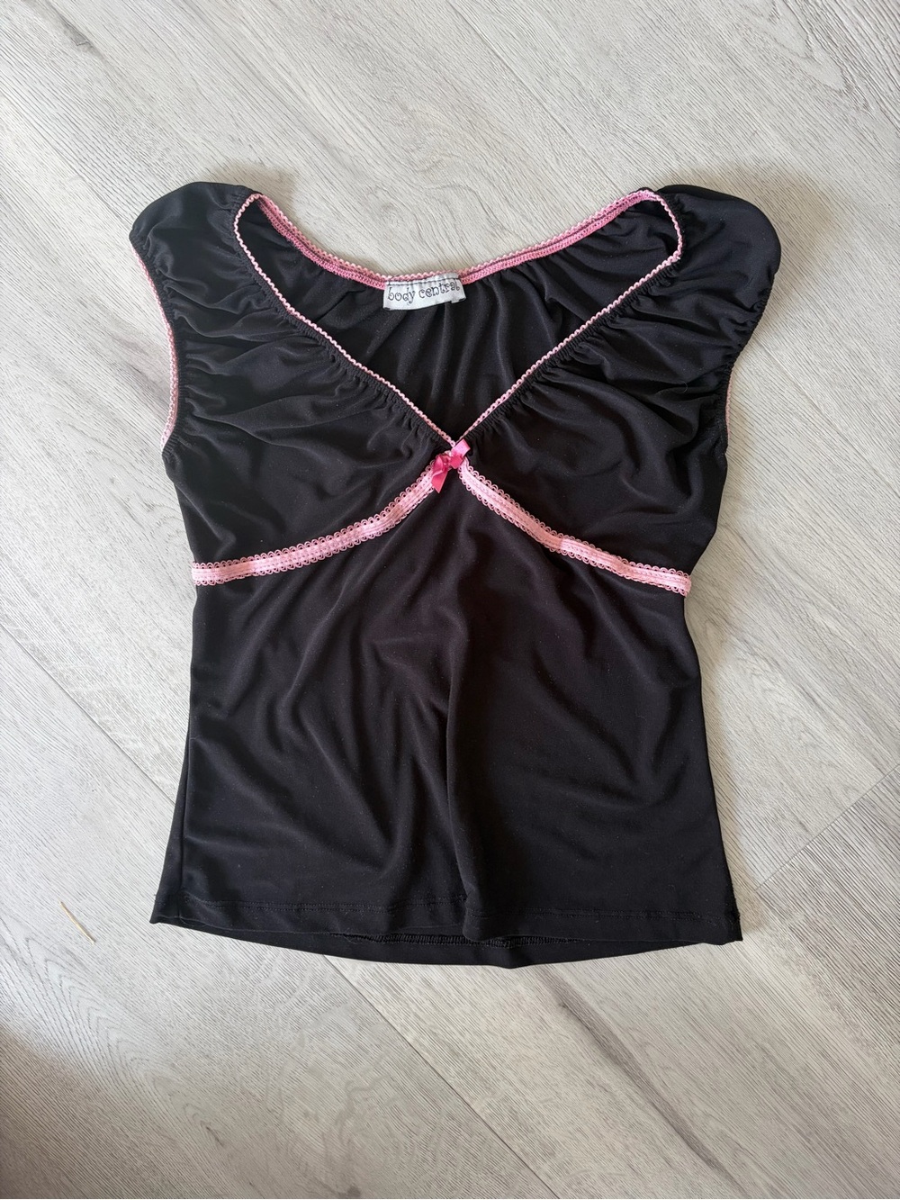 Body Central Black Top with Pink Lace Trim